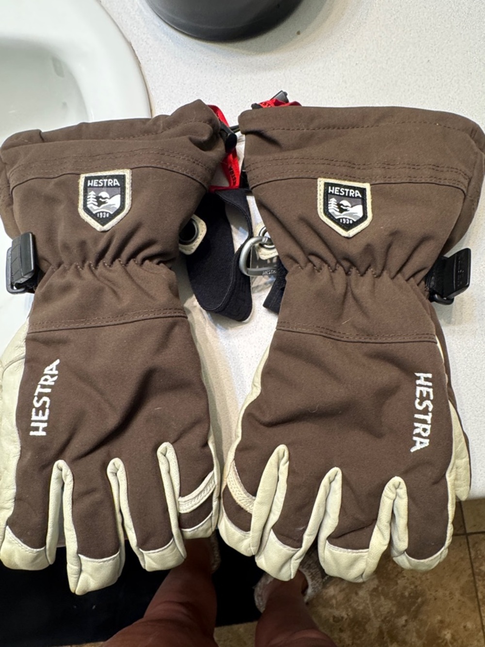 Hestra Men's Brown and Cream Winter Ski Gloves